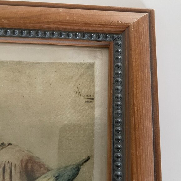 Vintage Framed Print On Silk Inspired By Pompeo Massani Good News - Picture 8 of 12